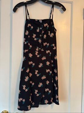 Hollister Black Mini Dress with Pink Floral Print